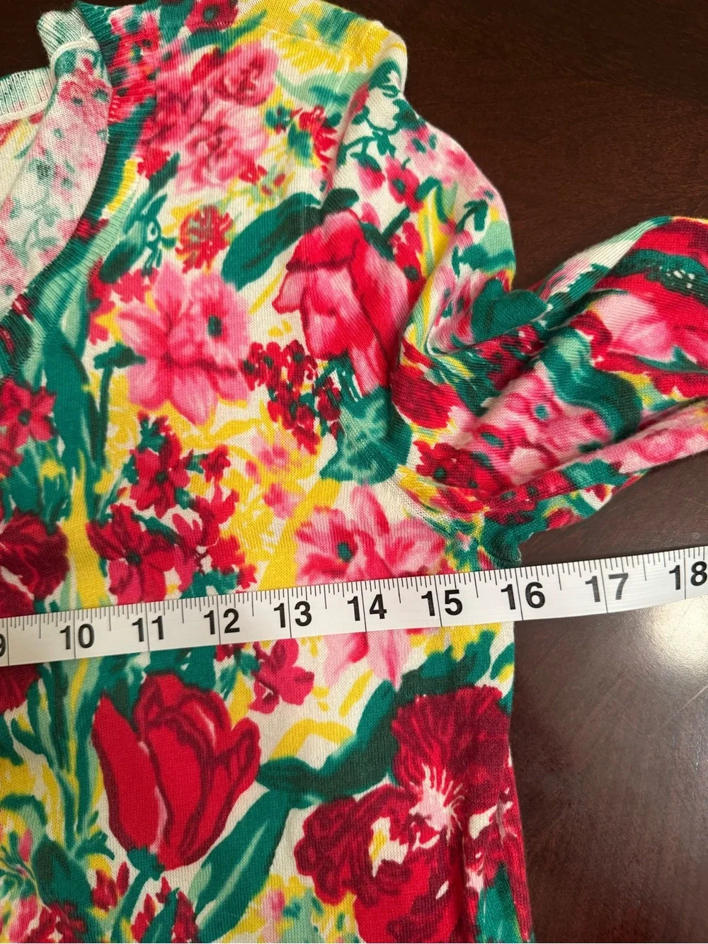 Talbots Small Floral Cardigan Pink Green Button Front Sweater